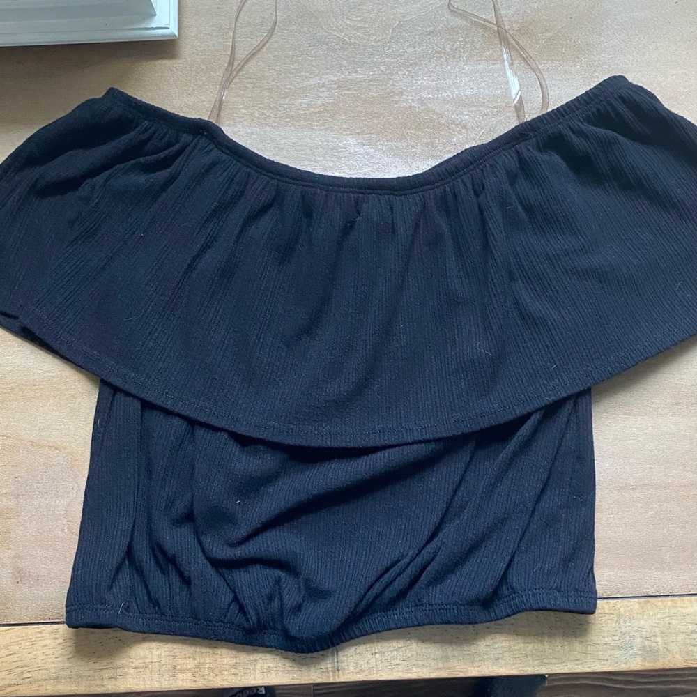 black off-the-shoulder blouse